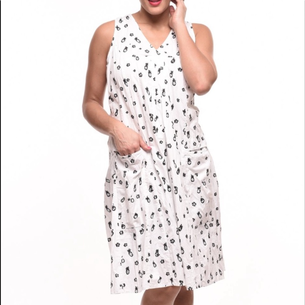 Poppie Dress in White Pineapple by Tulip Clothing